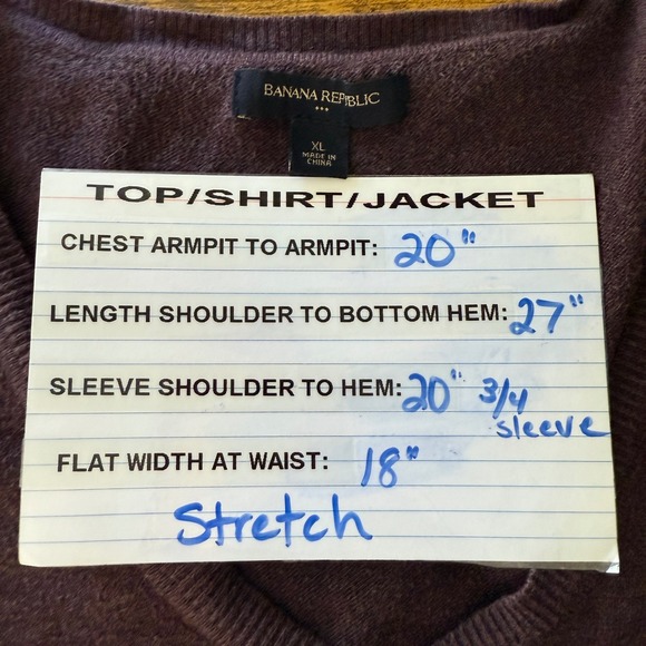 Banana Republic V-neck Sweater Women XL 3/4 Ruche Sleeve Sides Burgundy Y2K Vibe - Picture 6 of 13